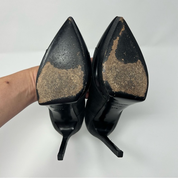 YSL Yves Saint Laurent Leather Tribute Classic Pump Janis Black on Black Sz 37.5 - Picture 9 of 11
